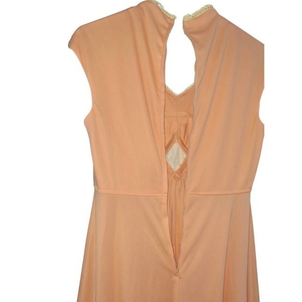 Handmade Vintage Quintessential 70s peach empire maxi dress Size S - Picture 4 of 6